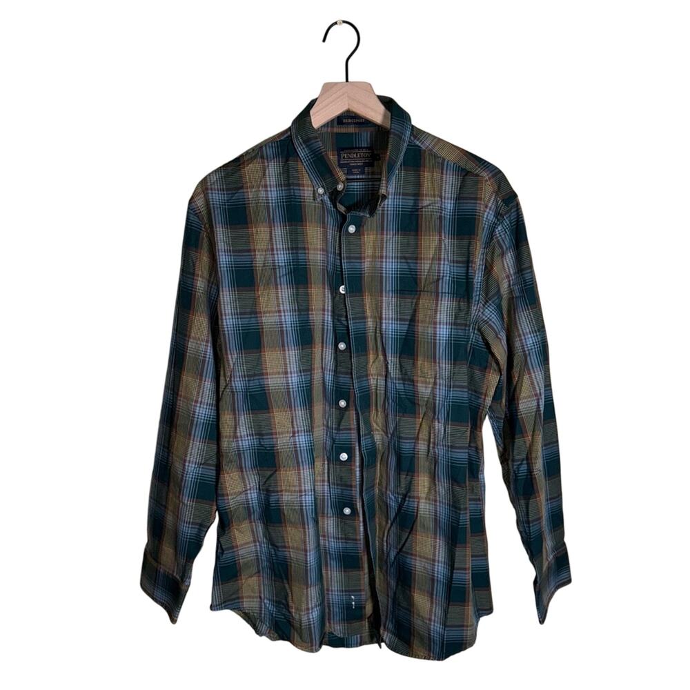 PENDLETON Bridgeport Thomas Kay plaid cotton long sleeve button up shirt L